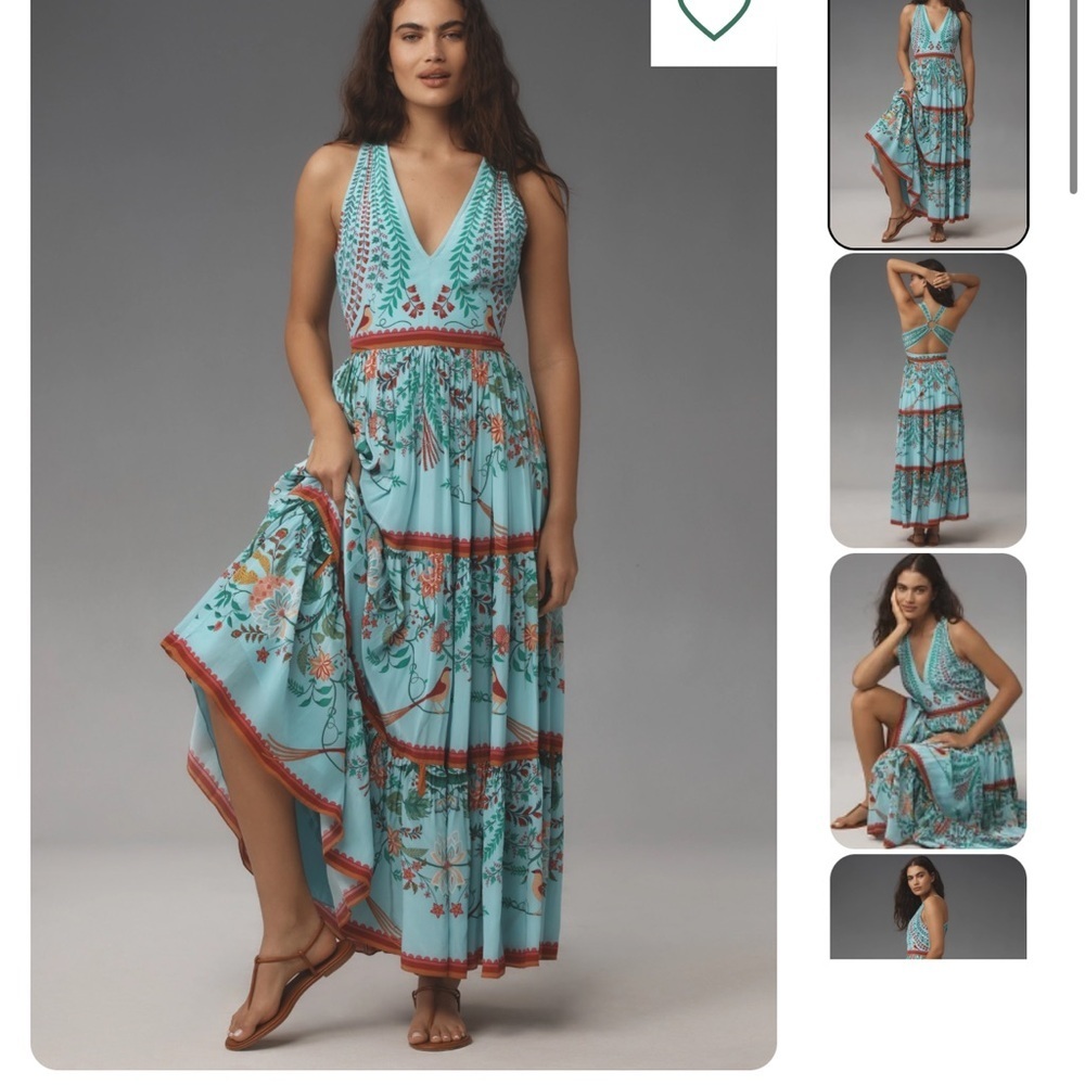 Limerick by Abirr n' Nanki V-Neck Tiered Floral Maxi Dress size large
